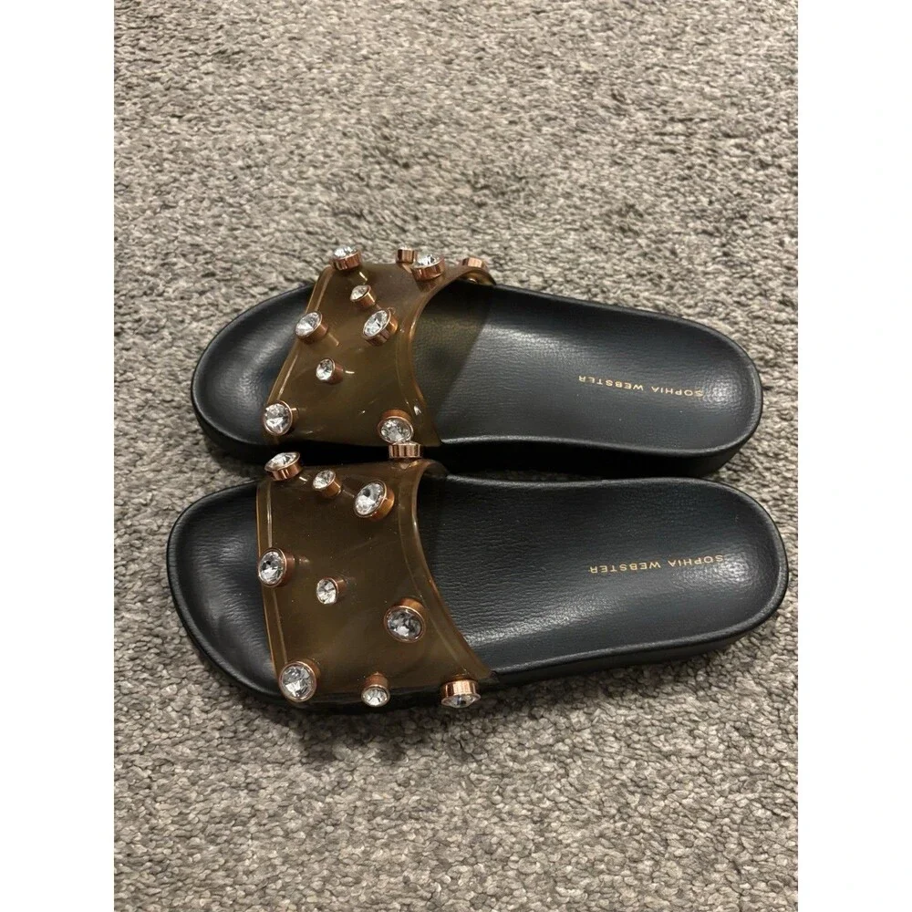 Sophia Webster Women's Dina Black Slide Embellished Sandal Shoes 38 US 7